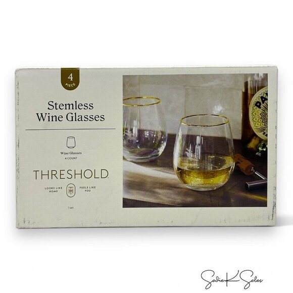 Threshold‎ 4pc Stemless Wine Glass Set Gold - Target - Picture 4 of 4